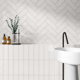 Lux Tile Monumental Mist White 4x12 Polished Porcelain Subway Tile