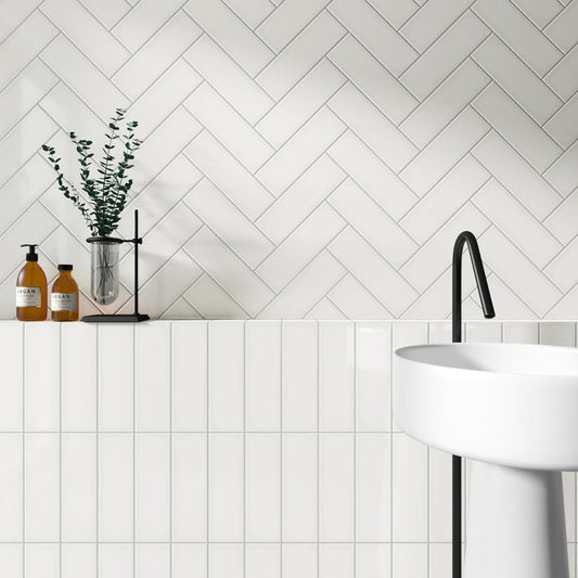 Park Hill White 4x12 Polished Porcelain Subway Tile - Tilebar