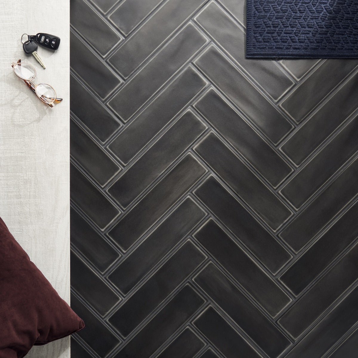 Stacy Garcia Artblock Nero Black Matte Porcelain Tile 4x16
