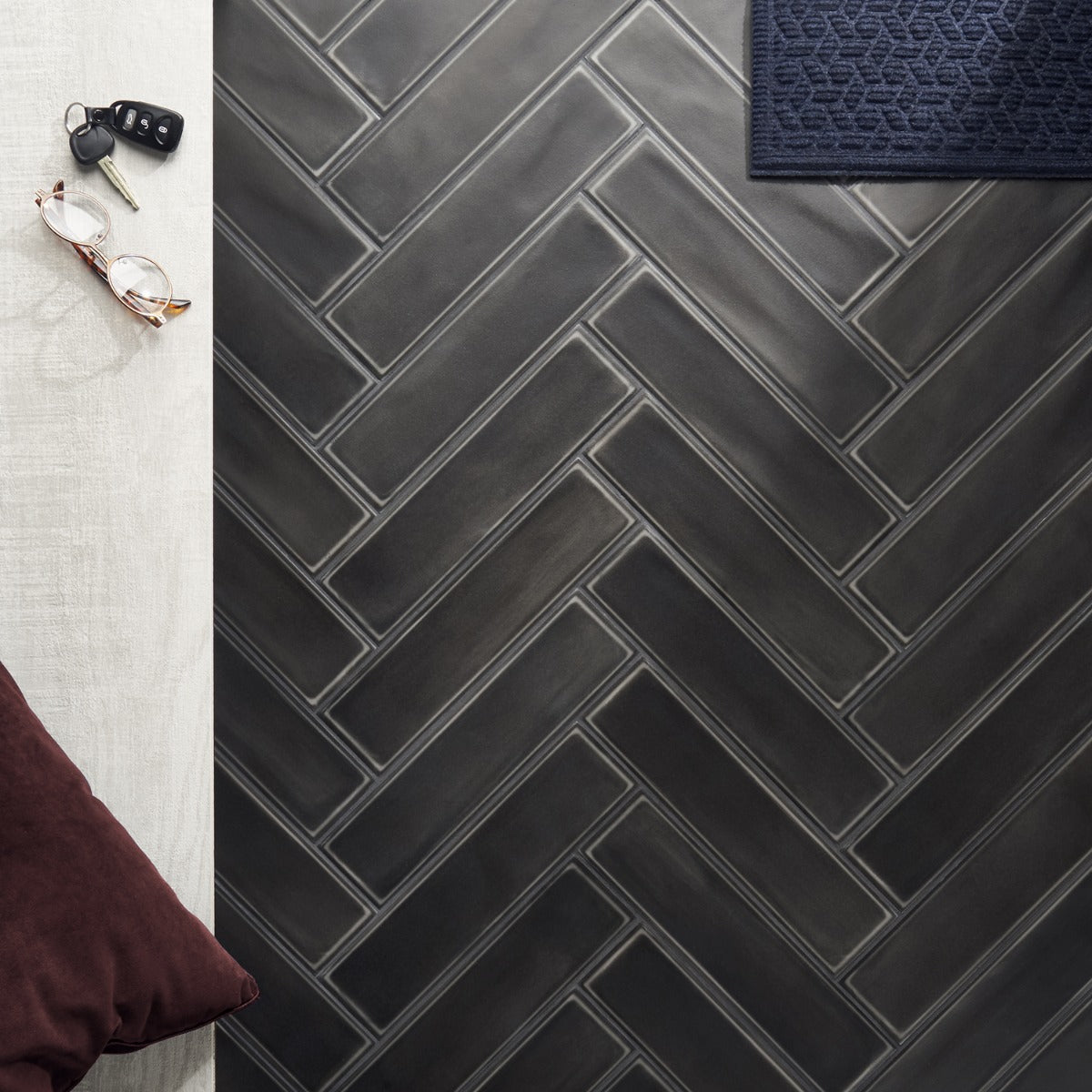 Stacy Garcia Artblock Nero Black 4x16 Matte Porcelain Tile