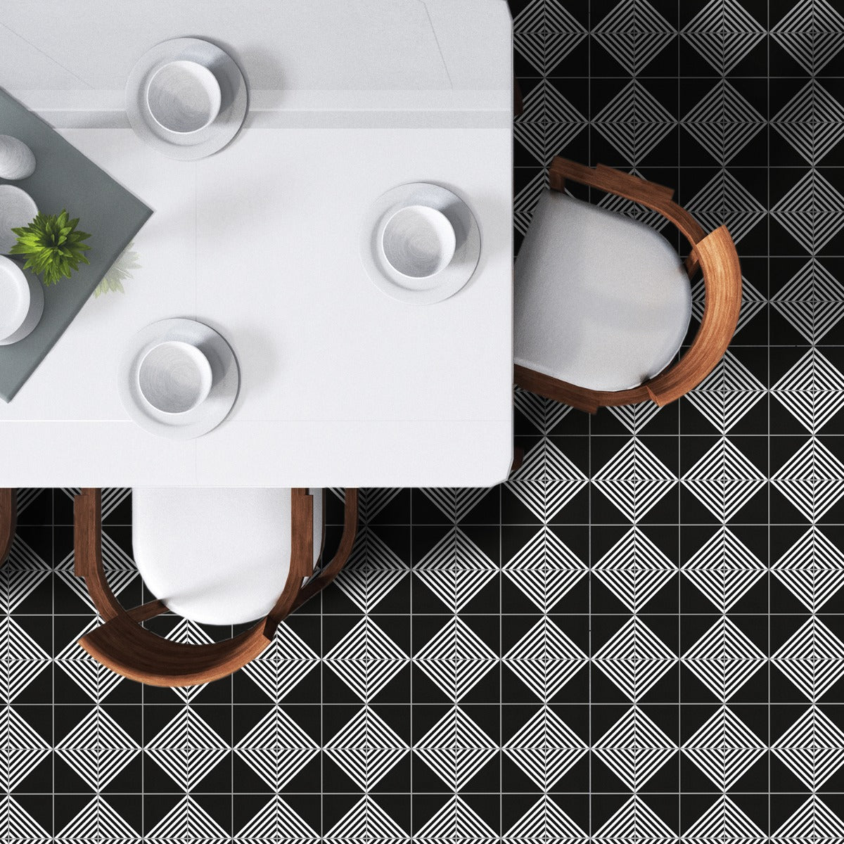 Lux Tile B2W Black & White Stripe Negative 8x8 Matte Porcelain Tile