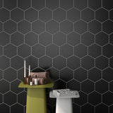 SymetroHex Black Matte Porcelain Tile - 10" Hexagon