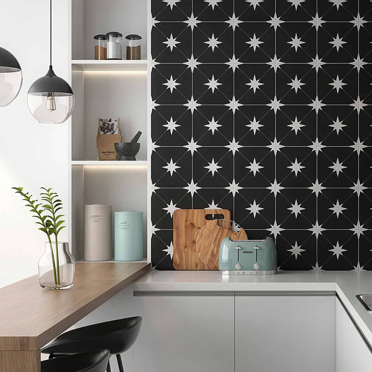 Tau Nero Black 9x9 Matte Porcelain Tile by Lux Tile