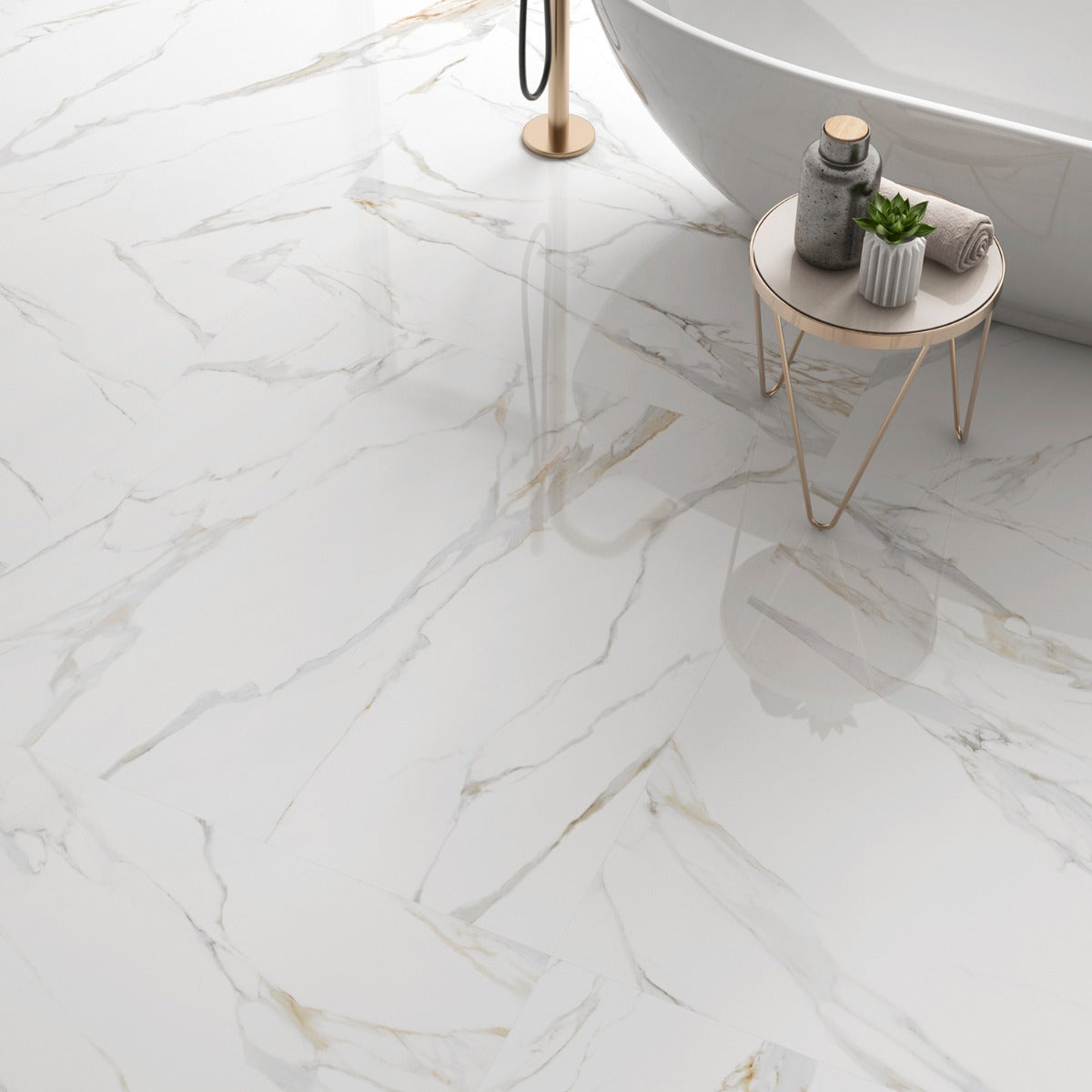 Minera Aurora Gold 48x48 Polished Porcelain Tile - Lux Tile