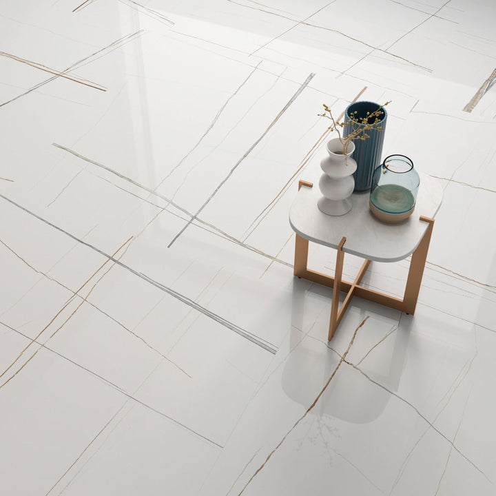 Minera Sahara Blanco White 24x48 Polished Porcelain Tile - Lux Tile