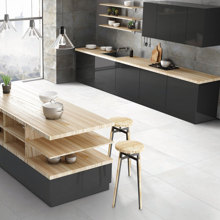 Bronx White Matte Porcelain Tile 24x48 - Industrial Design