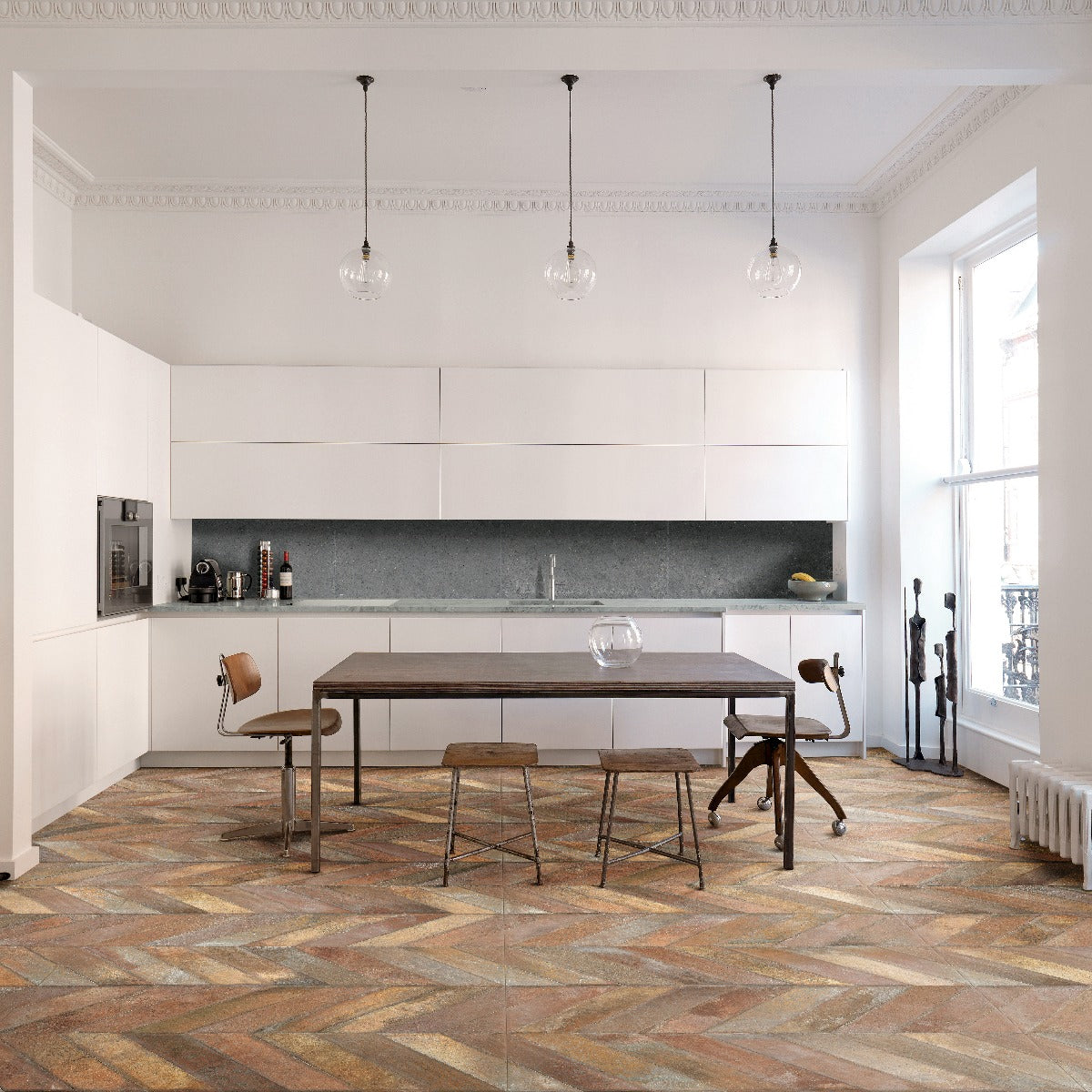 Lux Tile Sculpt Cotto Brown Chevron Porcelain Tile 24x48