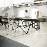 Lux Tile Sculpt White Chevron 24x48 Natural Porcelain Tile