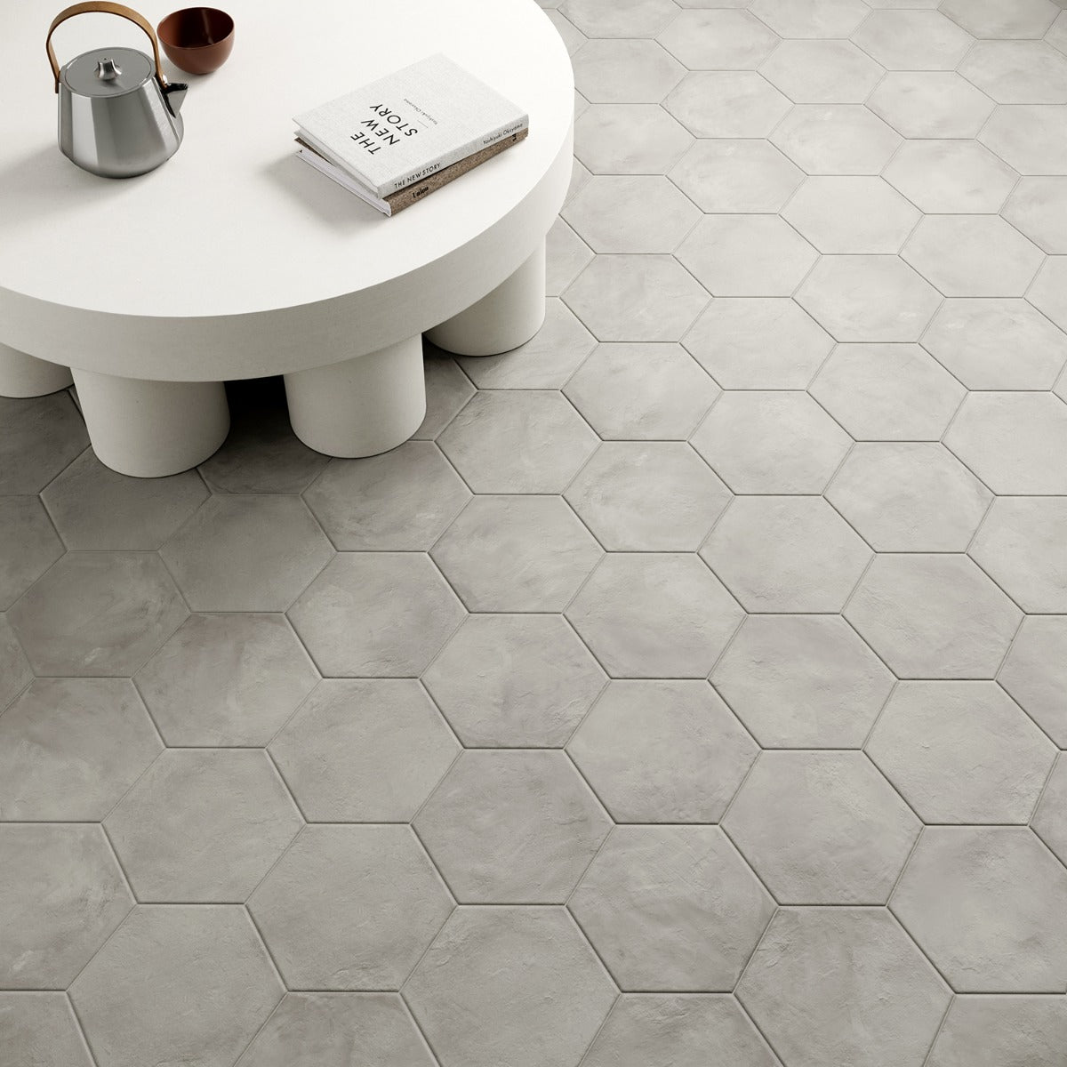 Ava Sabbia Gray 8" Hexagon Matte Porcelain Tile - Lux Tile