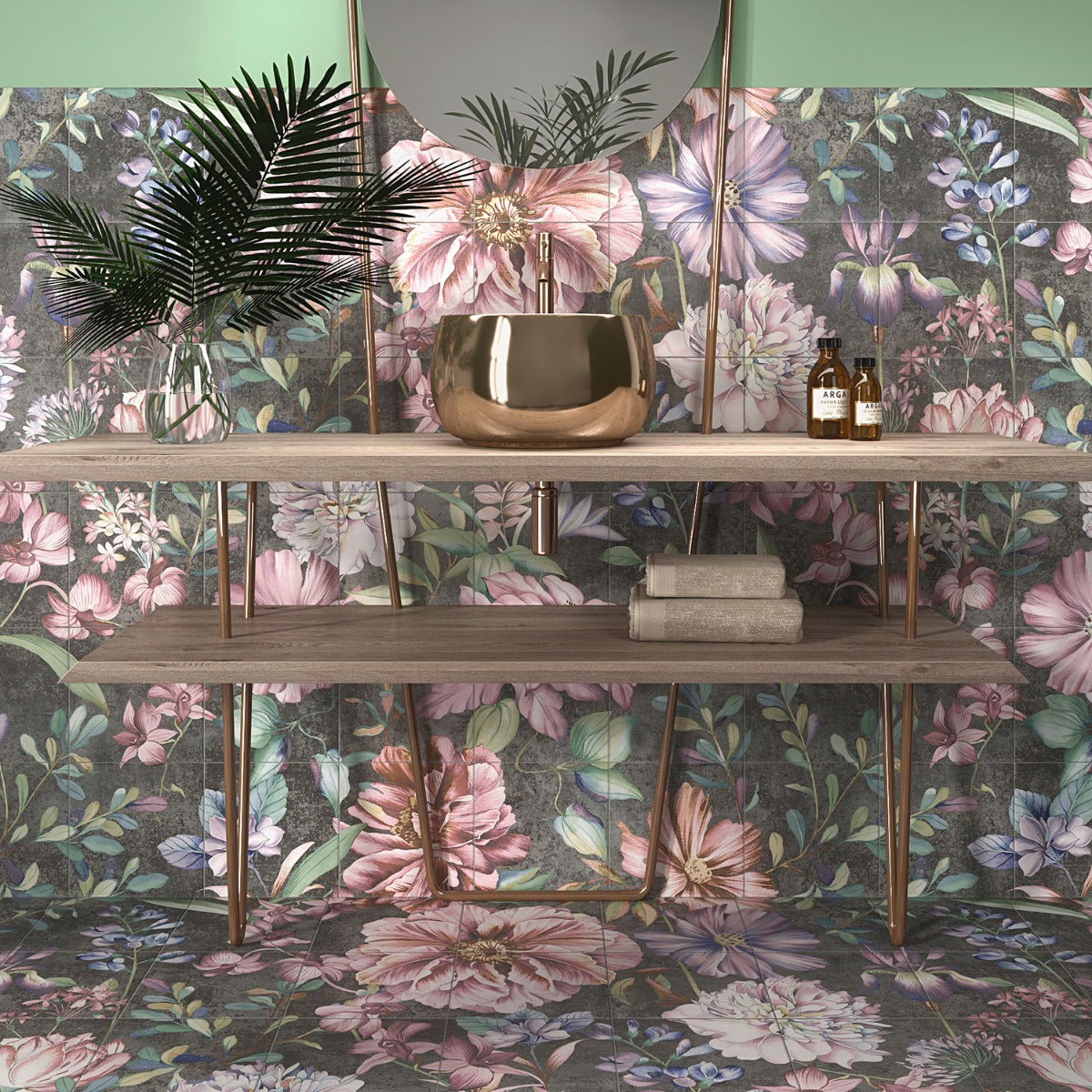 Angela Harris Wilder Garden Pink 8x8 Matte Porcelain Tile