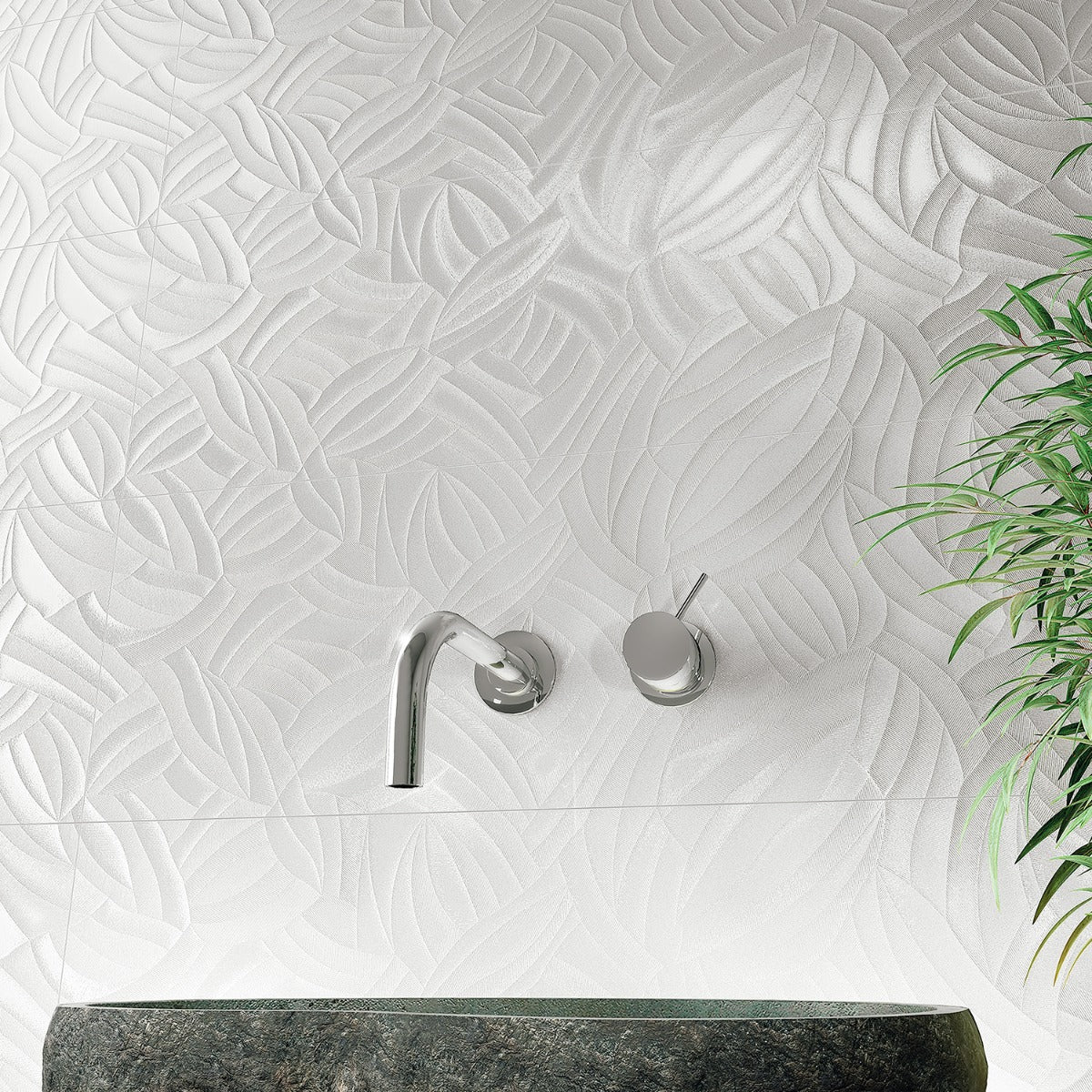 Lux Tile Wonderland Garden White 12x36 Polished Ceramic Wall Tile