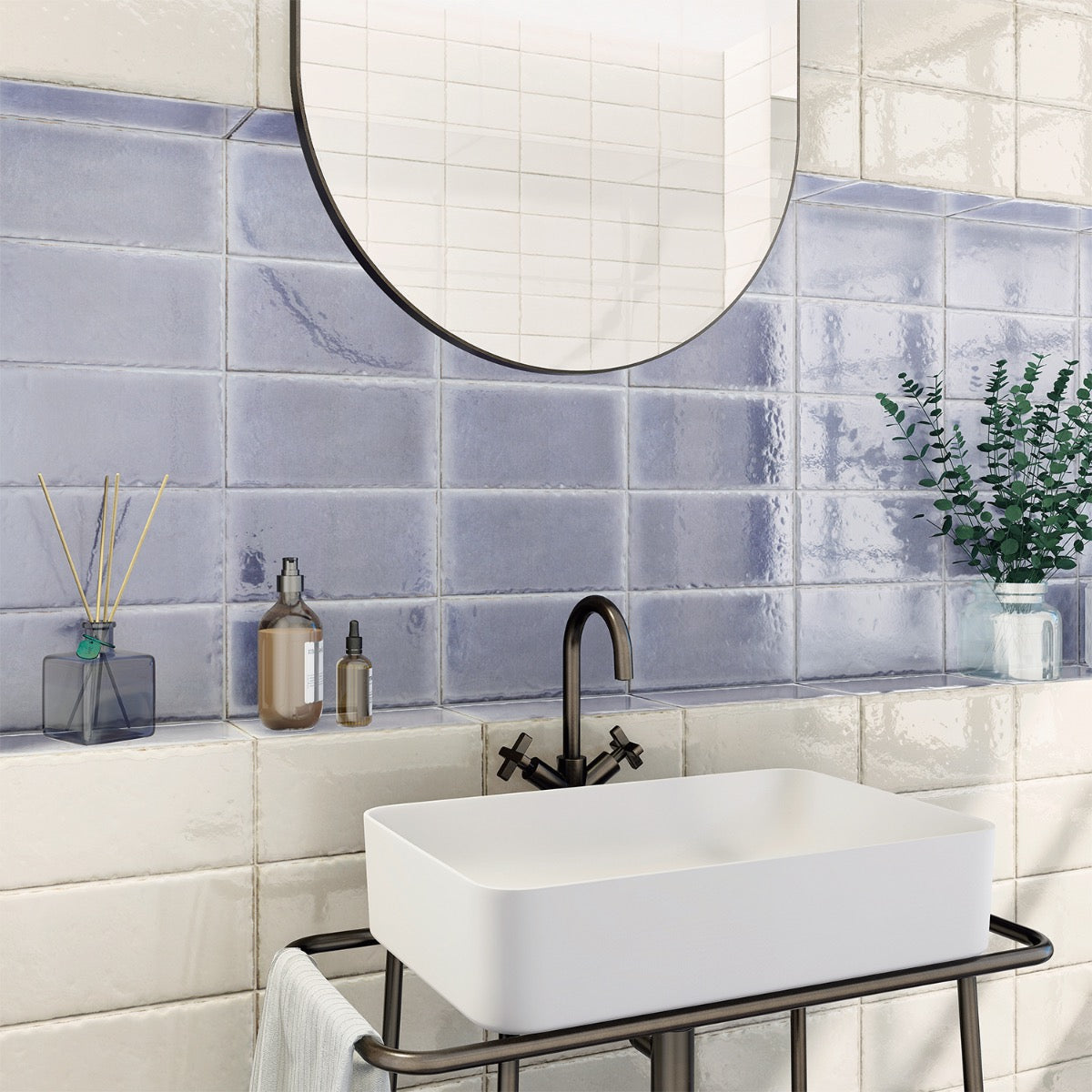 Jamesport Blue 6"x12" Glossy Porcelain Subway Tile by Lux Tile