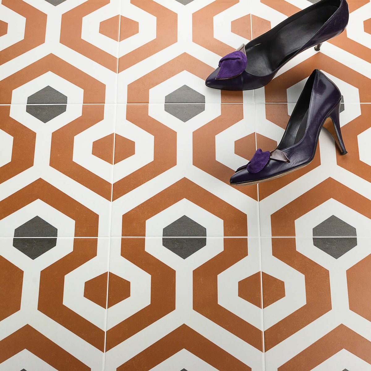 Bond Tile Soumaya Orange Encaustic 9x9 Glazed Porcelain Tile