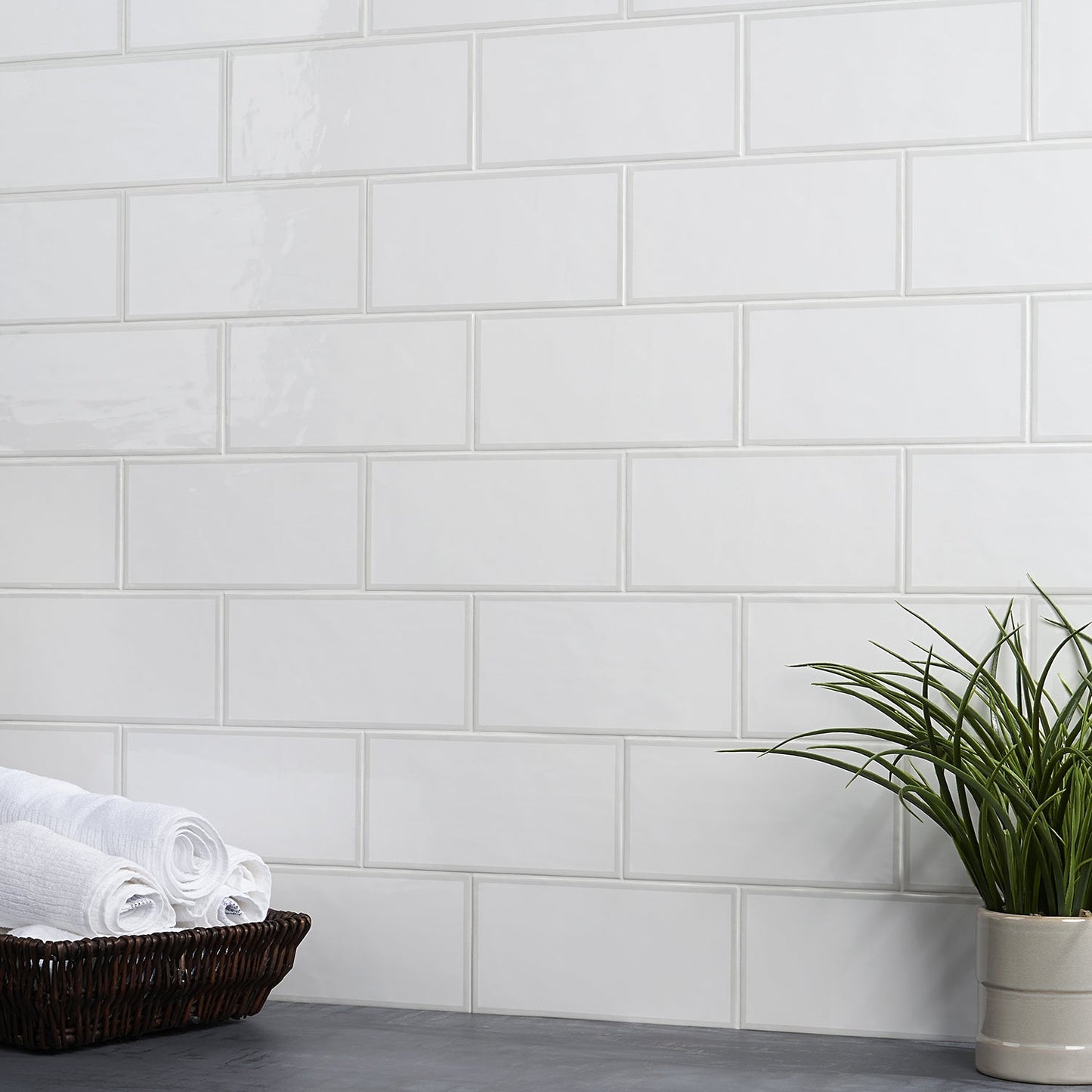 Bellami Framed Bianco White 5x10 Glossy Ceramic Subway Tile - Lux Tile