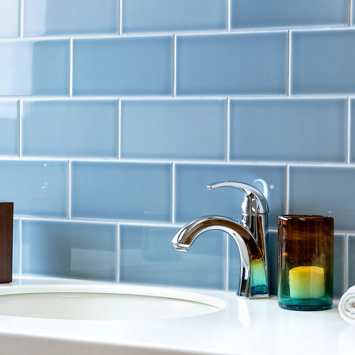 Vector Azul Blue 4x8 Polished Ceramic Subway Tile - Made in Spain
