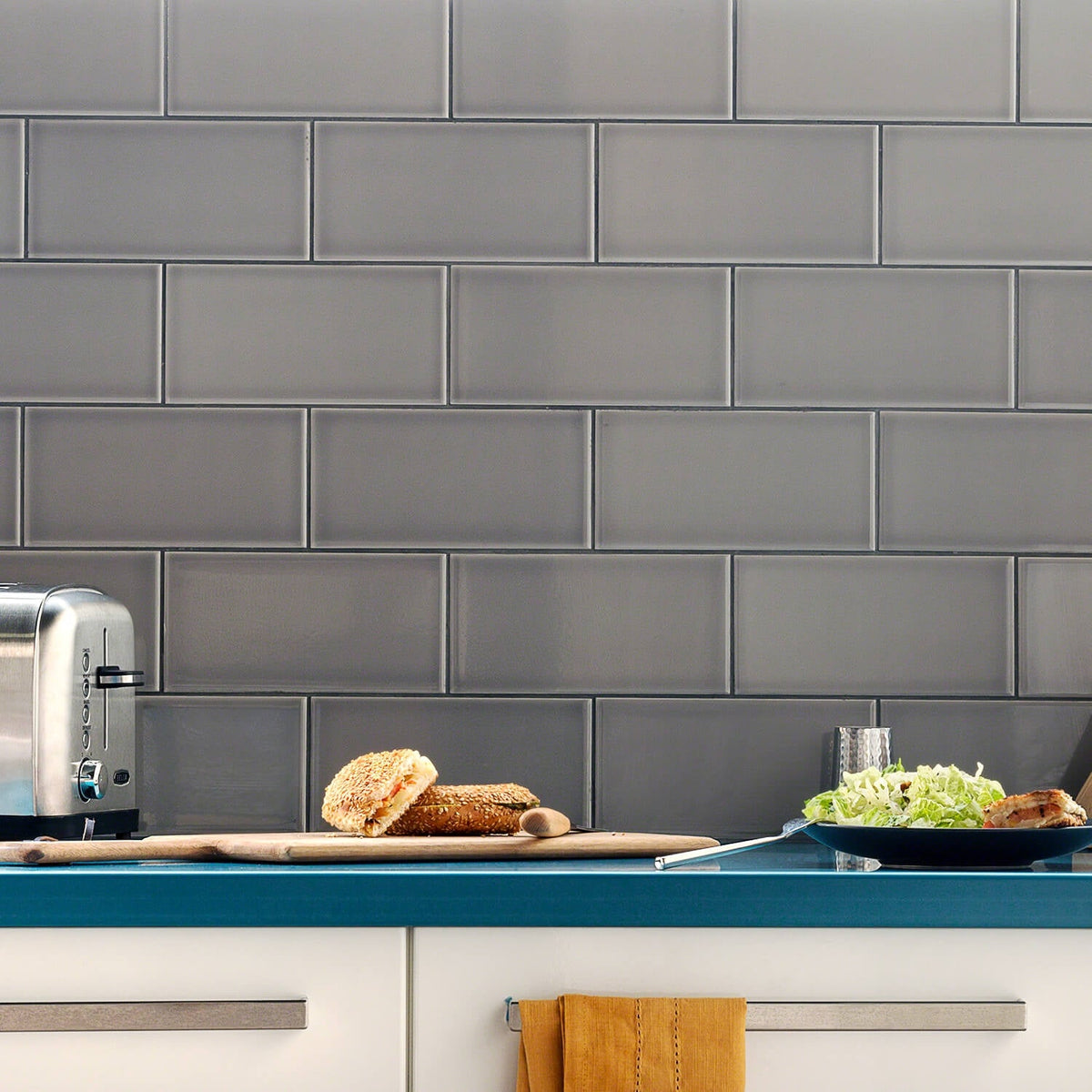 Vector Gris Gray 4x8 Polished Ceramic Subway Tile