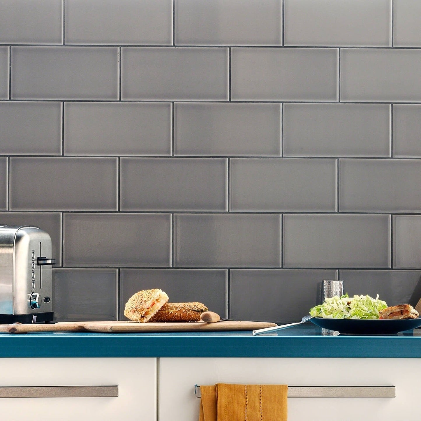 Vector Gris Gray Polished Ceramic Subway Tile - 4x8