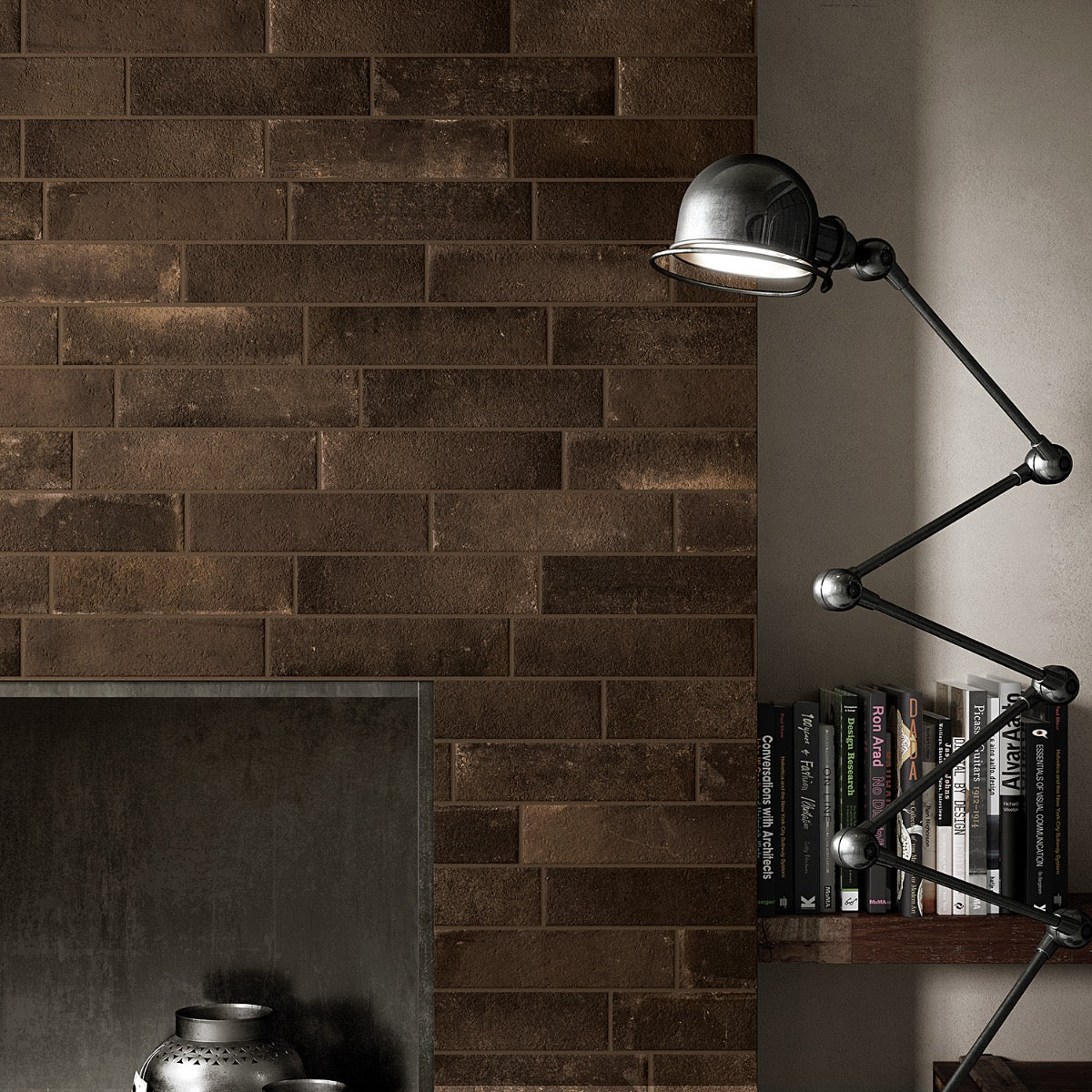 Brick Rustico Nero Brown Matte Porcelain Subway Tile 3x12