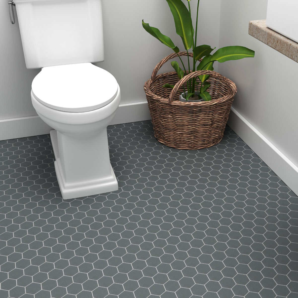 Serenity Dark Gray 2" Hexagon Matte Porcelain Mosaic Tile