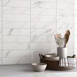 Amalfi Statuario White 3x12 Polished Ceramic Subway Tile - Lux Tile