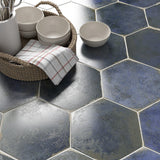 Kalay Blue 9" Hexagon Polished Porcelain Tile - Lux Tile