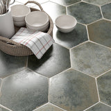 Lux Tile Kalay Green 9" Hexagon Polished Porcelain Tile