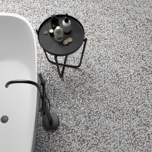 Lux Tile Terrazzo Hex Grigio Gray 9" Matte Porcelain Tile