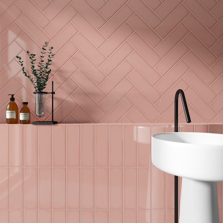 Lux Tile Park Hill Pink 4x12 Polished Porcelain Subway Tile