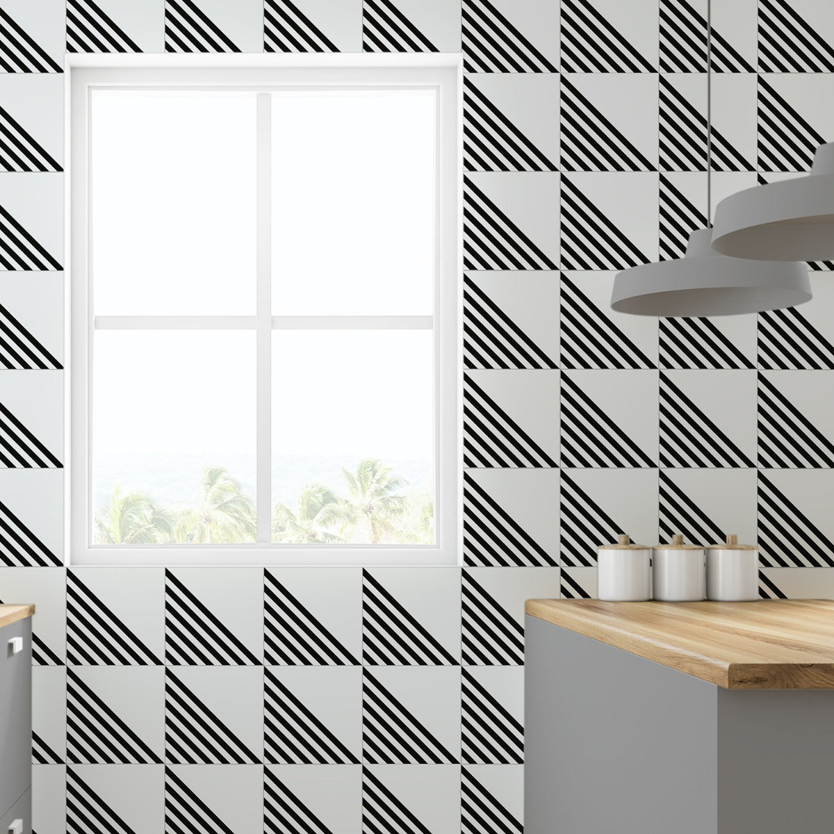 Lux Tile B2W Stripe Positive 8x8 Matte Porcelain Tile