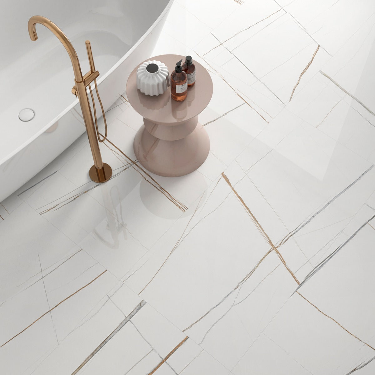 Minera Sahara Blanco White 24x48 Polished Porcelain Tile - Lux Tile