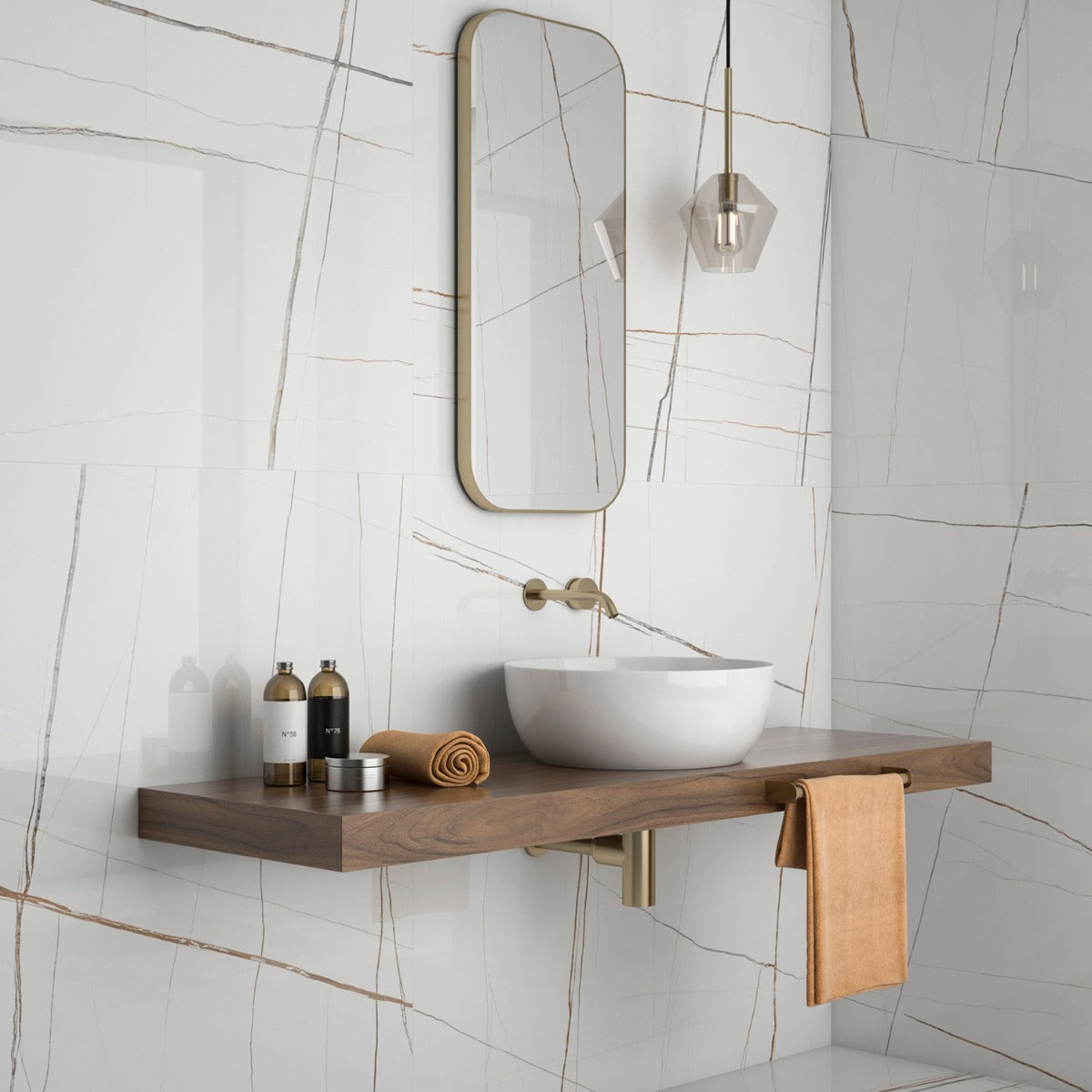 Minera Sahara Blanco White 24x48 Polished Porcelain Tile - Lux Tile