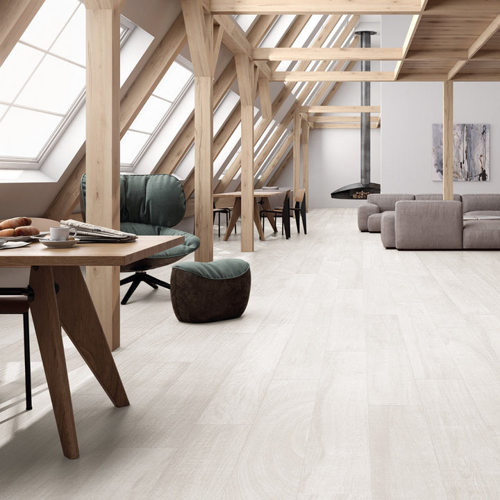Kenridge White 8x48 Matte Porcelain Tile - Wood Look