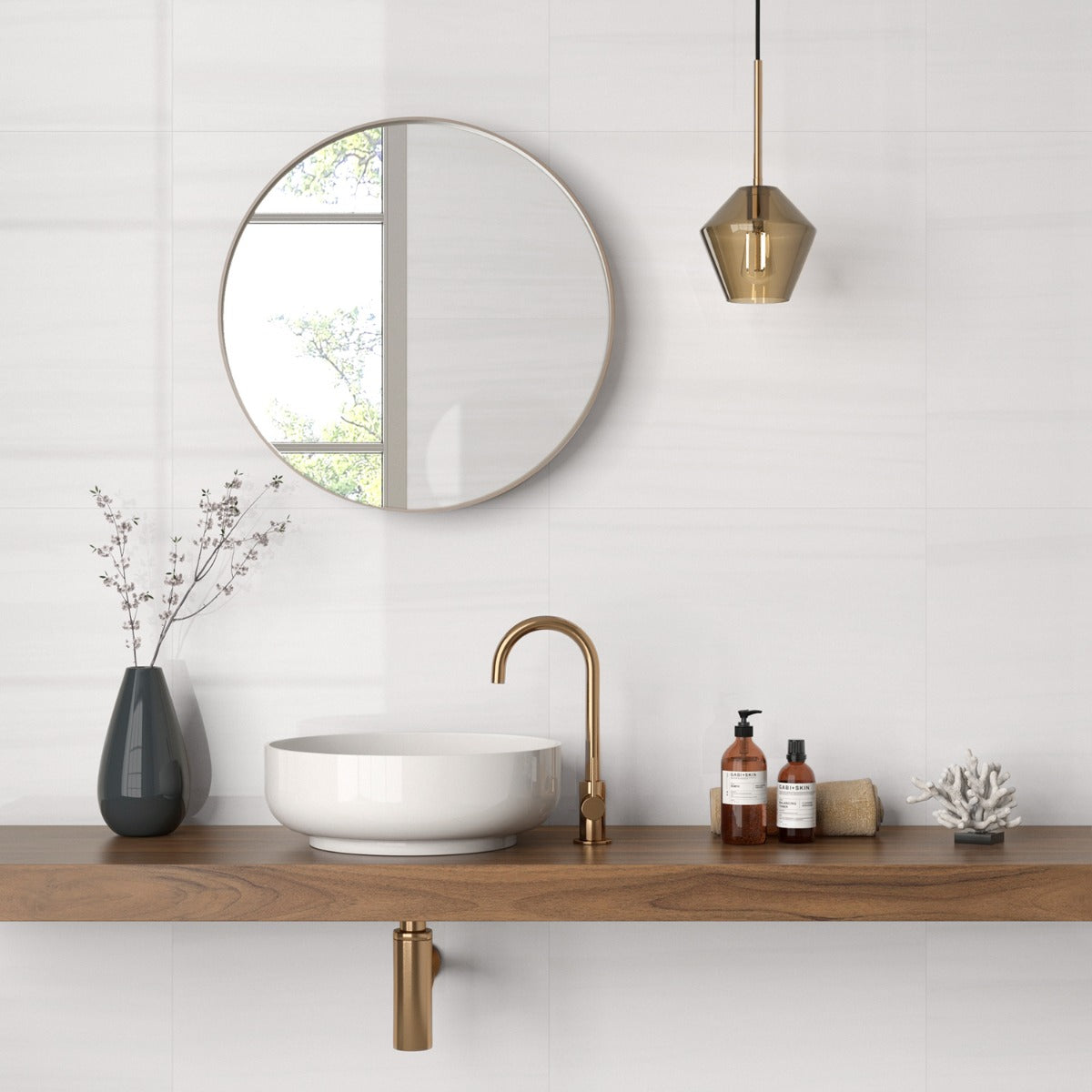 Minera Dolomite Warm White 24x24 Polished Porcelain Tile