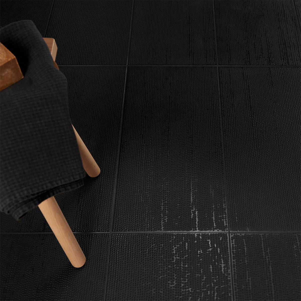 Lux Tile Rethink Decoro Leather Black 12x24 Textured Matte Porcelain Wall Tile