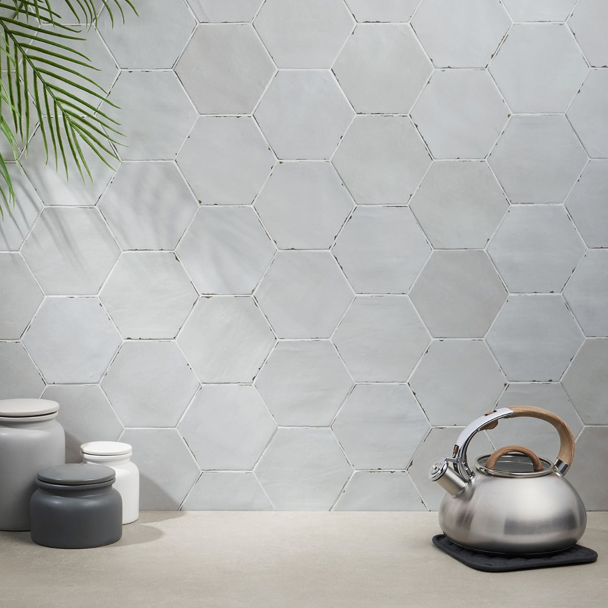 Lux Tile Sasha Hex Gray Matte Porcelain Tile 6"