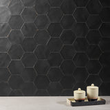 Lux Tile Sasha Hex Nero Black 6" Matte Porcelain Hexagon Tile