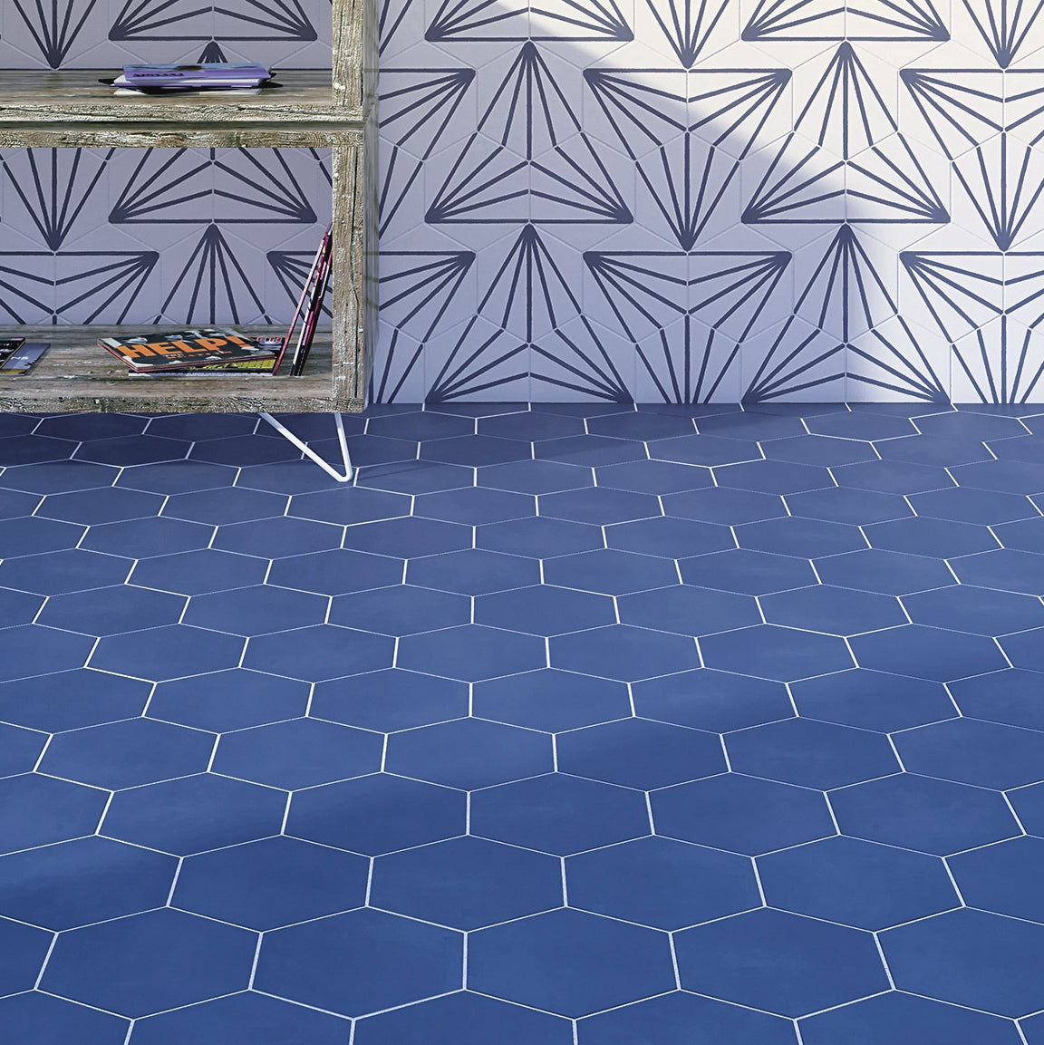 HexArt Azul Blue 8" Hexagon Matte Porcelain Tile - Lux Tile