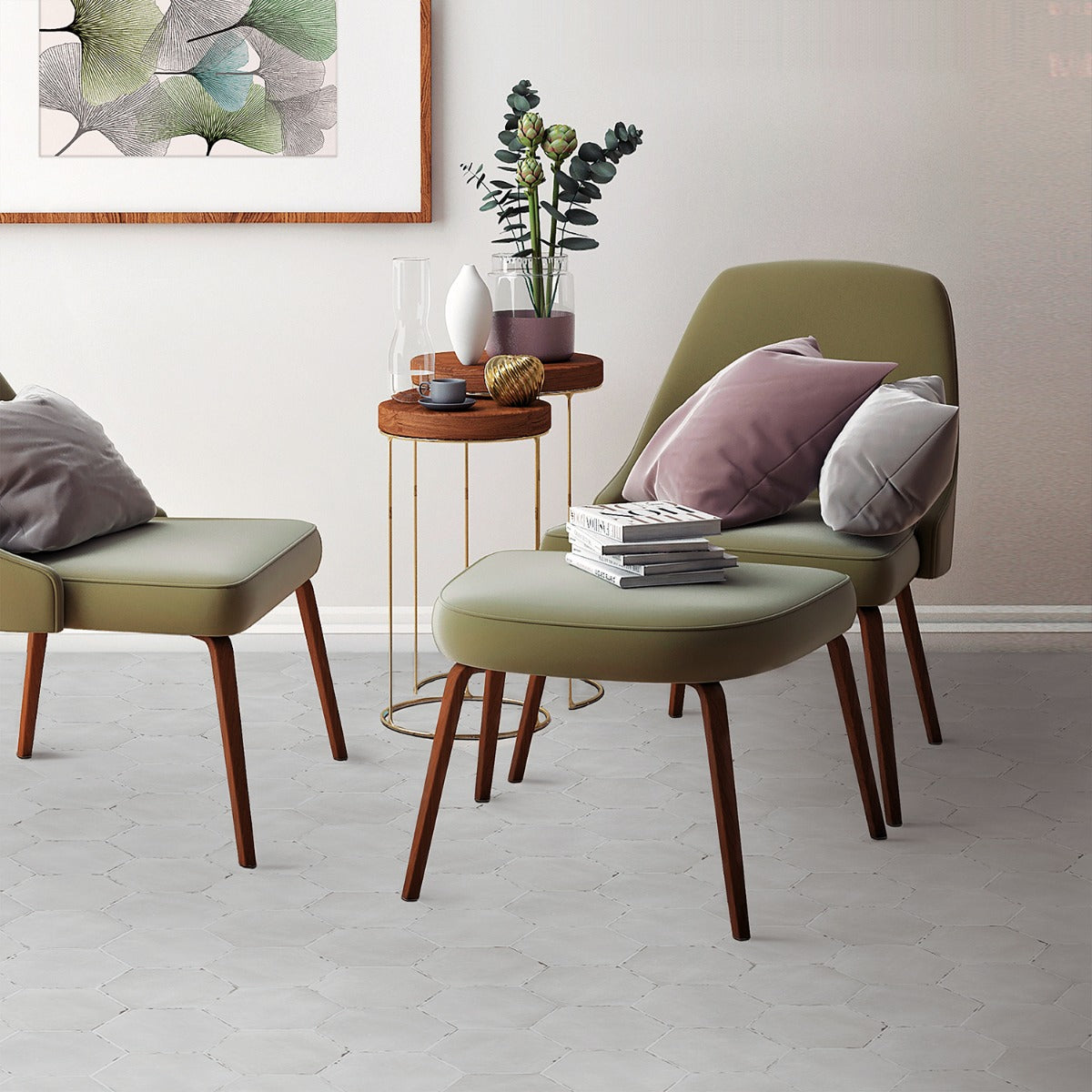 Lux Tile Sasha Hex Gray Matte Porcelain Tile 6"