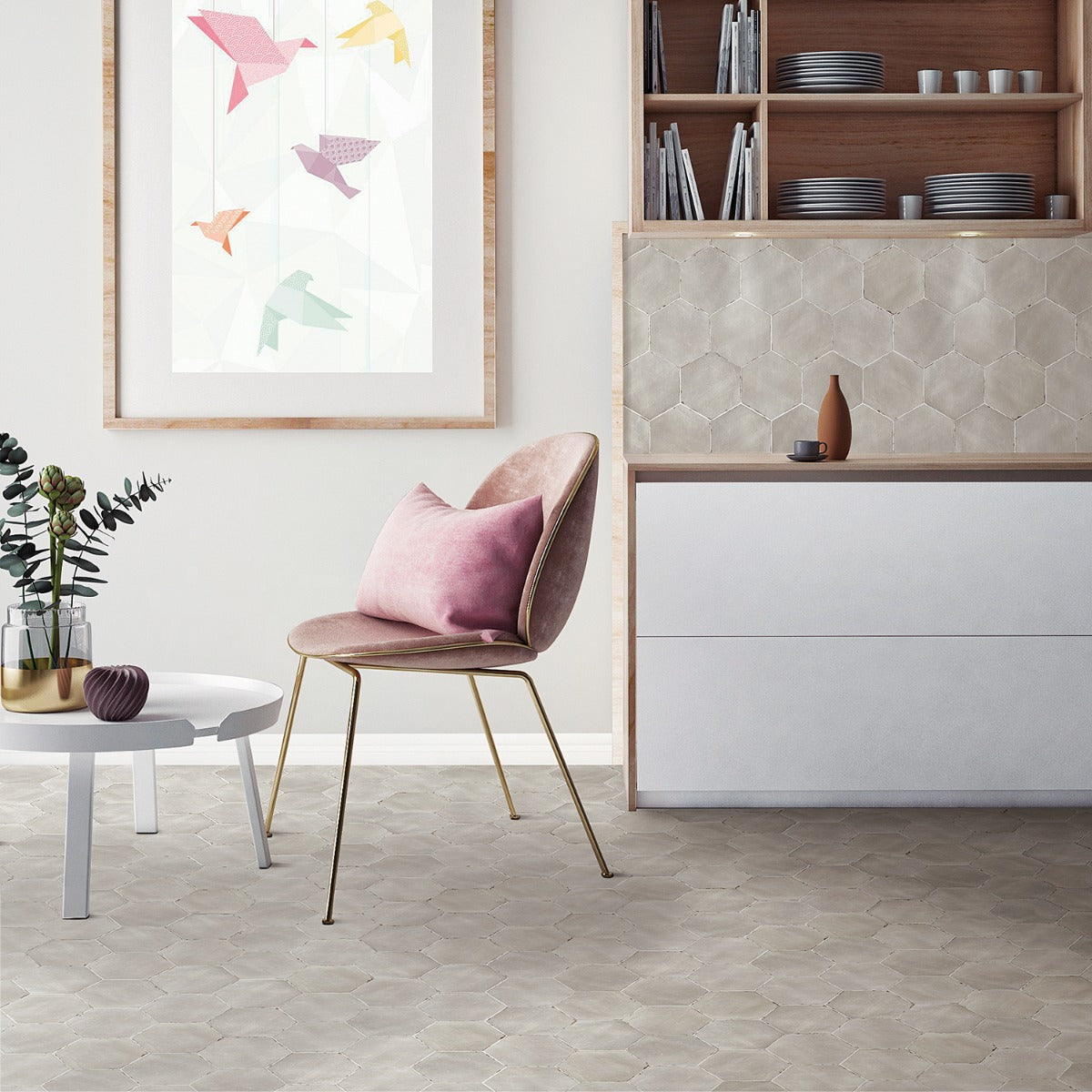 Sasha Hex Taupe Beige 6" Hexagon Matte Porcelain Tile