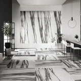 Drama Fall Black & White 24x48 Polished Porcelain Tile - Lux Tile