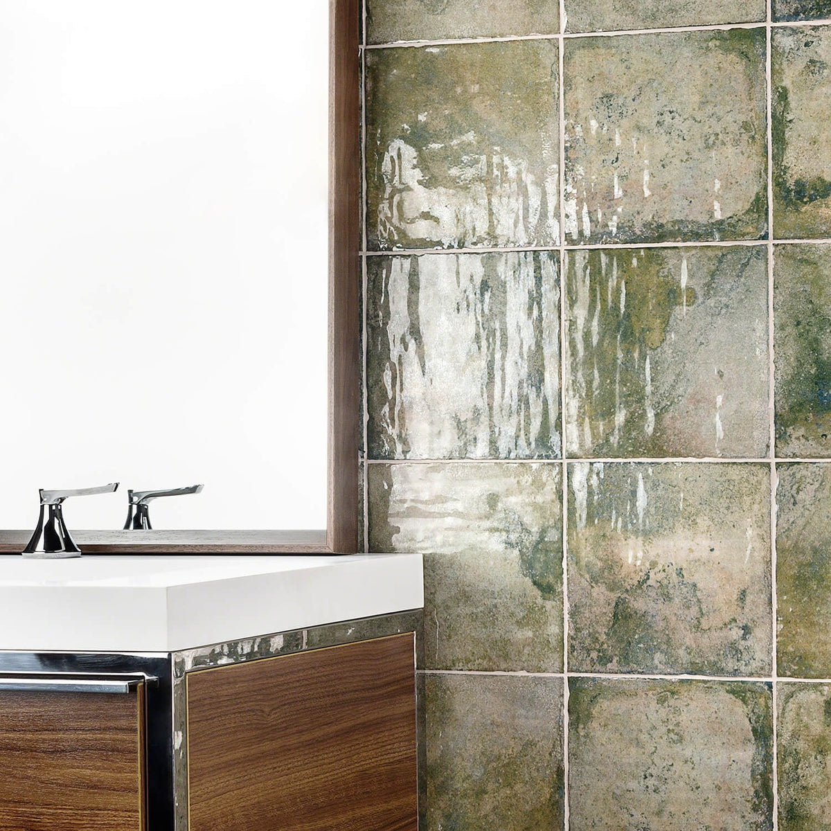 Angela Harris Dunmore Green 8x8 Polished Ceramic Wall Tile