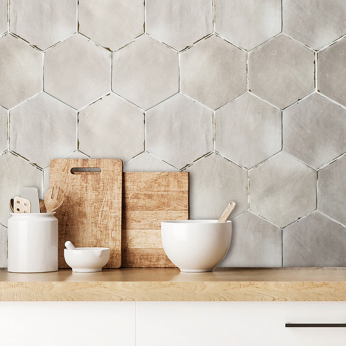 Sasha Hex Taupe Beige 6" Hexagon Matte Porcelain Tile