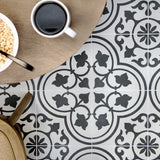 Cascais Black & White Ornate 9x9 Matte Porcelain Tile by Lux Tile