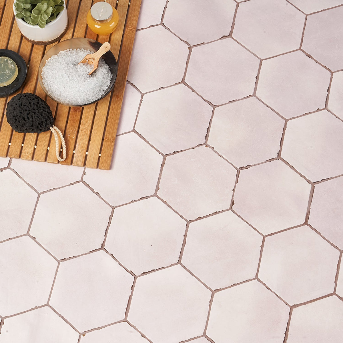 Sasha Hex Rose Pink Matte Porcelain Tile - 6" Hexagon