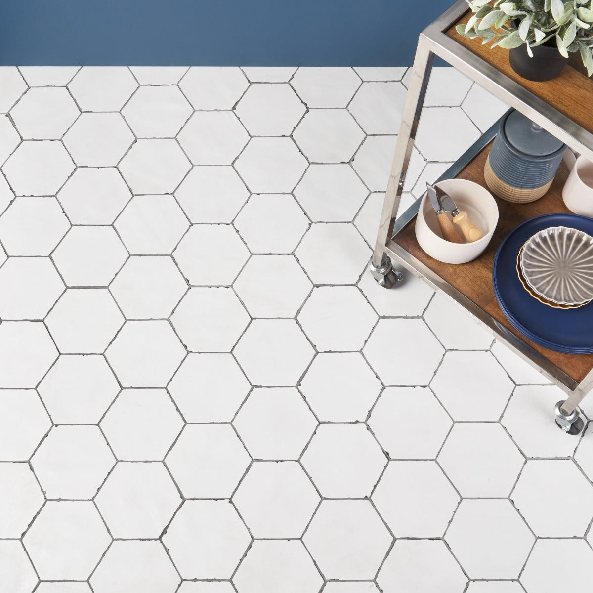 Sasha Hex White Matte Porcelain Tile - Lux Tile
