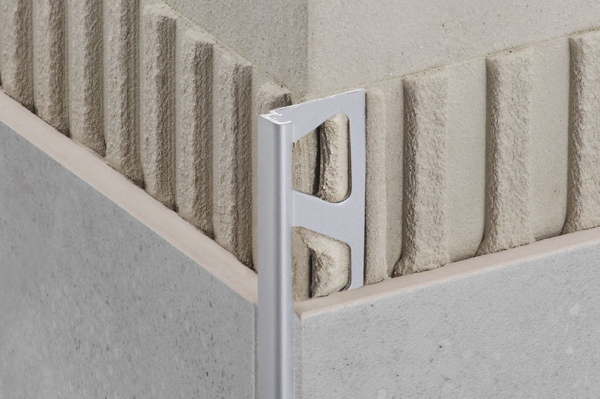 Schluter Systems JOLLY 0.375-in W x 98.5-in L Pewter Textured Color‑Coated Aluminum L‑Angle Tile Edge Trim