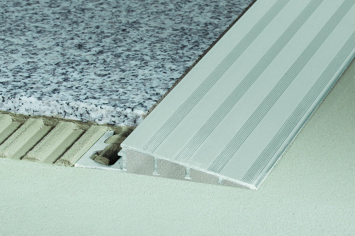 Schluter Systems RENO-RAMP 0.563-in W x 98.5-in L Satin Anodized Aluminum Reducer Tile Edge Trim