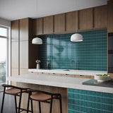 Kai Teal Crackled Glossy Porcelain Mosaic Tile - Lux Tile