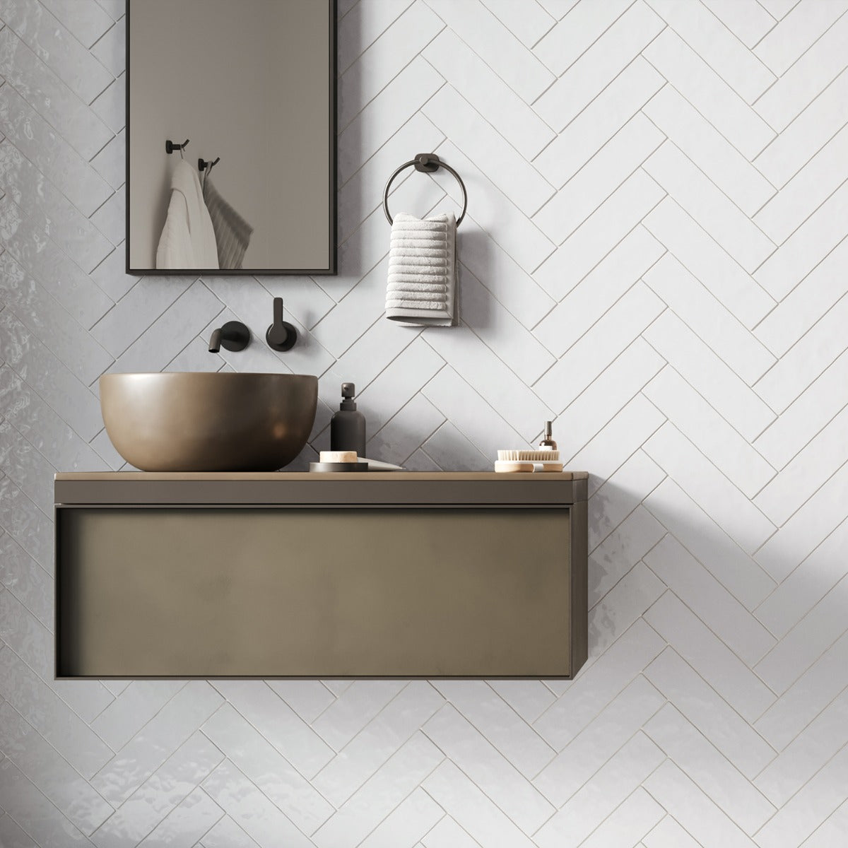 Lancaster Bianco White 3x12 Polished Ceramic Subway Wall Tile