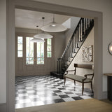 Fortunato Calacatta and Nero Marquina 12x12 Polished Porcelain Checkerboard Tile
